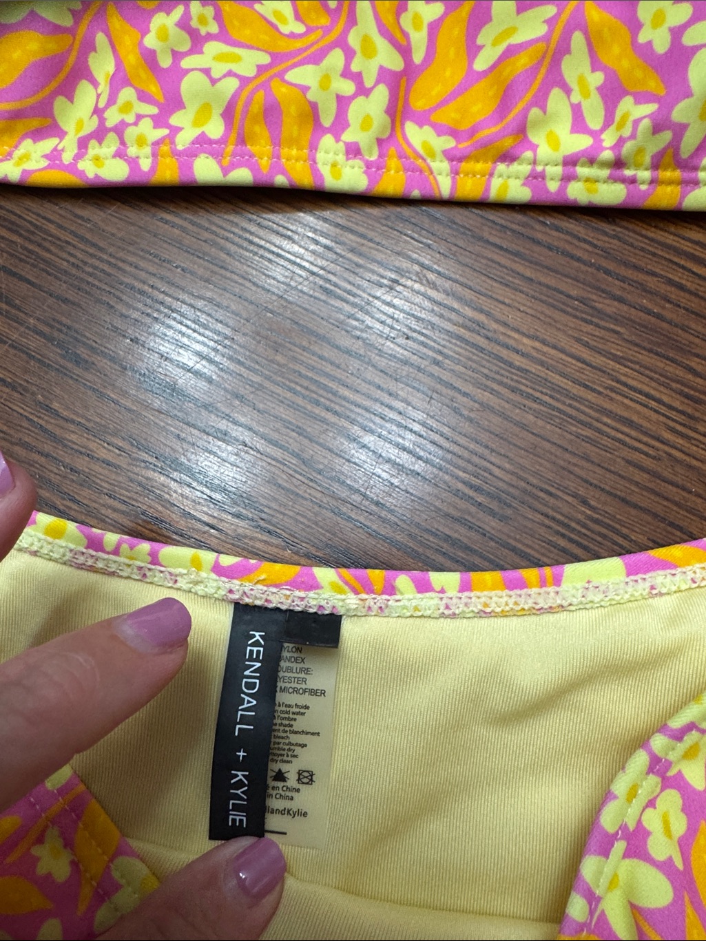 Kendall & Kylie Pink And Yellow Floral Bandeau Bikini — image 2 of 4